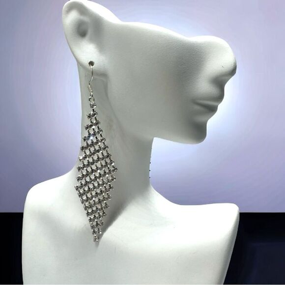 4” Dangle Drop Earrings l Bridal, Festive, Formal l Hook l New - Picture 4 of 12